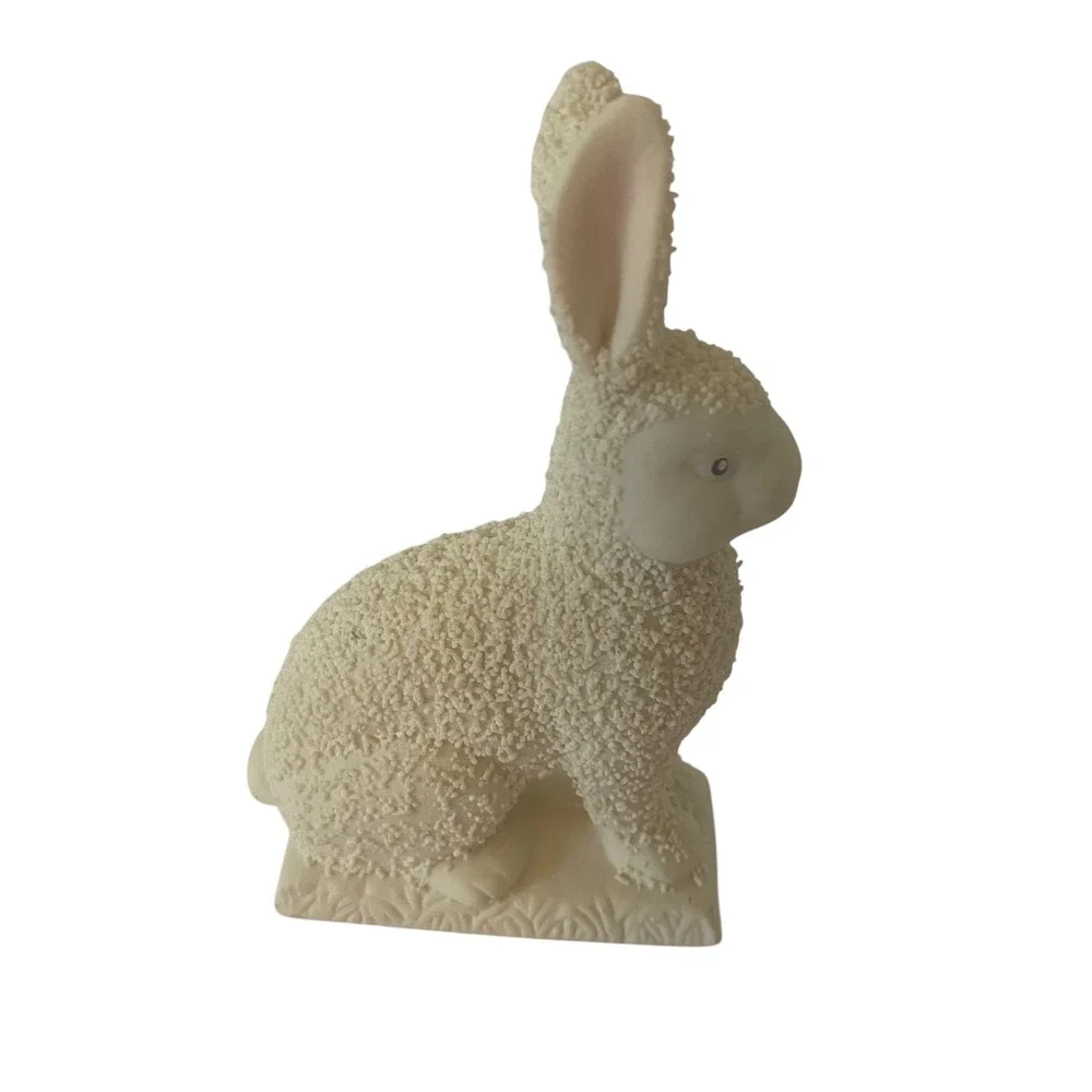 Vtg Dept 56 Textured Bunny Rabbit‎ Bisque Figurine White 1990 Easter Spring 4
